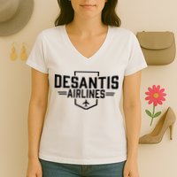 DeSantis Airlines Funny Political Meme Ron DeSantis Women's V-Neck T-Shirt