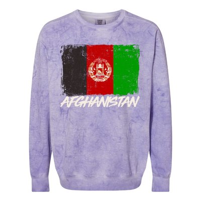 Distressed Afghanistan Flag Colorblast Crewneck Sweatshirt