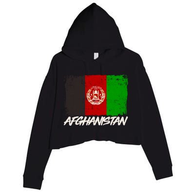 Distressed Afghanistan Flag Crop Fleece Hoodie