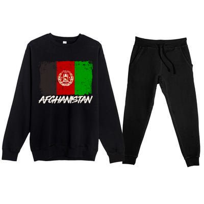 Distressed Afghanistan Flag Premium Crewneck Sweatsuit Set