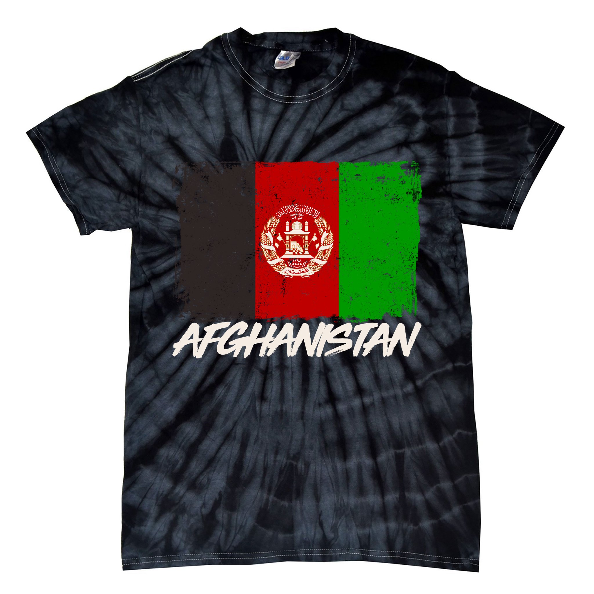 Distressed Afghanistan Flag Tie-Dye T-Shirt