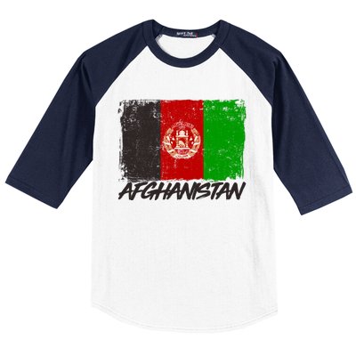 Distressed Afghanistan Flag Baseball Sleeve Shirt