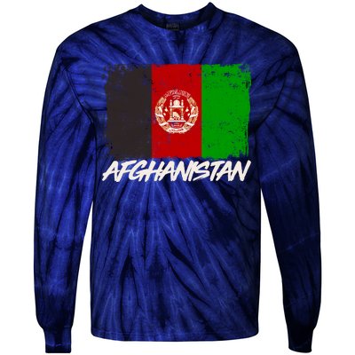 Distressed Afghanistan Flag Tie-Dye Long Sleeve Shirt