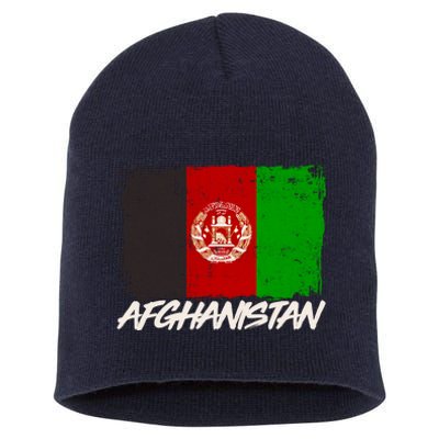 Distressed Afghanistan Flag Short Acrylic Beanie