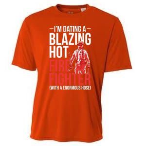 Dating A Firefighter Friend Wife Gift Cooling Performance Crew T-Shirt