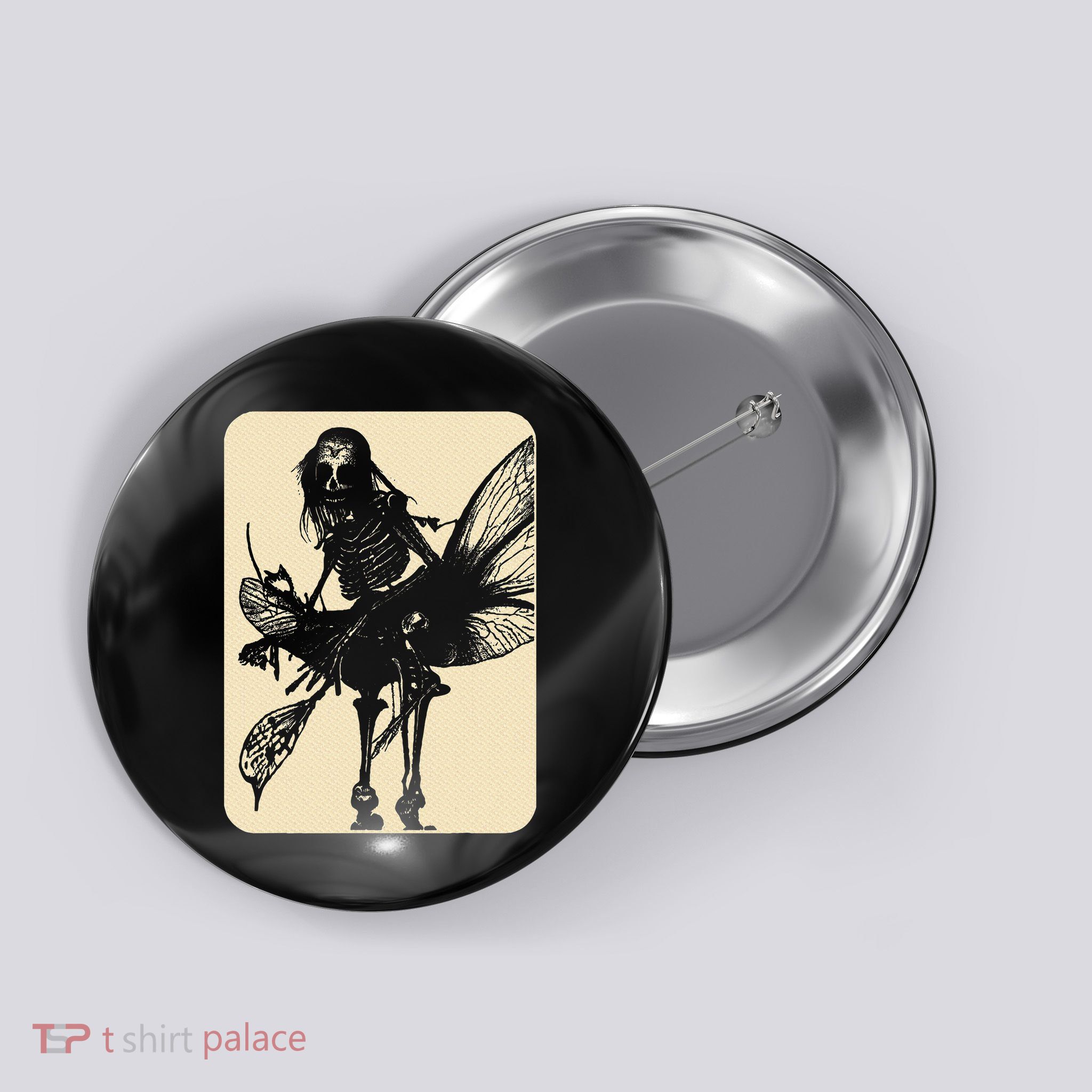 Dark Art Fairycore Butterfly Skeleton Button