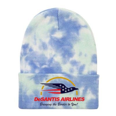 Desantis Airlines Funny Political Meme Ron Desantis Tie Dye 12in Knit Beanie