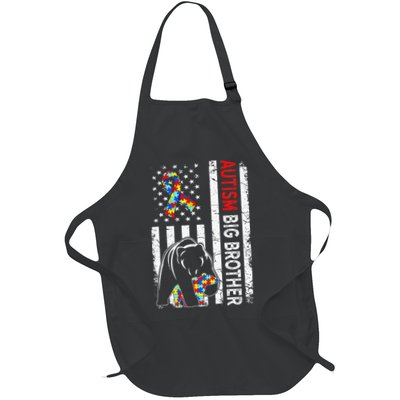 Distressed American Flag Autism Big Brother Bear Awareness  Apron