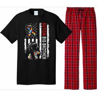 Distressed American Flag Autism Big Brother Bear Awareness  Pajama Set