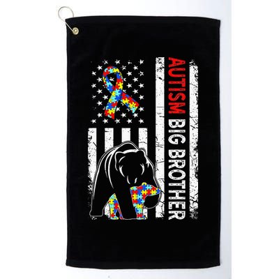Distressed American Flag Autism Big Brother Bear Awareness  Golf Towel