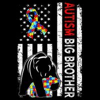 Distressed American Flag Autism Big Brother Bear Awareness  Zip Tote Bag