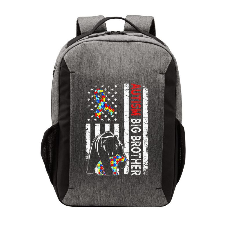 Distressed American Flag Autism Big Brother Bear Awareness  Vector Backpack