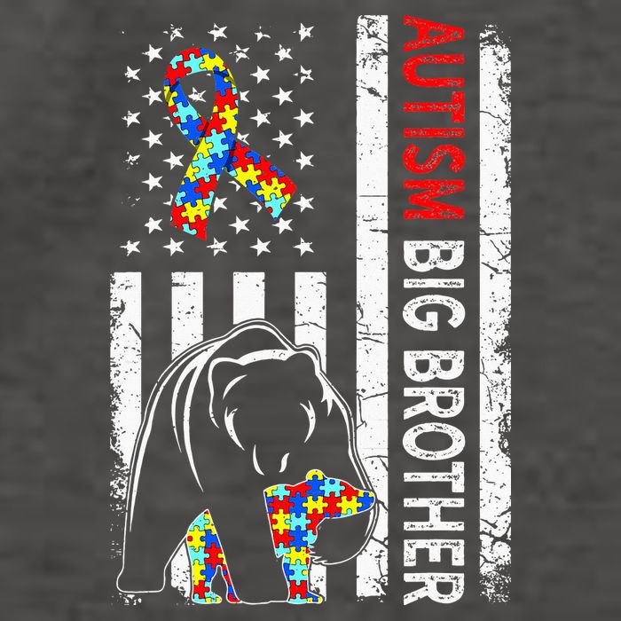 Distressed American Flag Autism Big Brother Bear Awareness  Vector Backpack