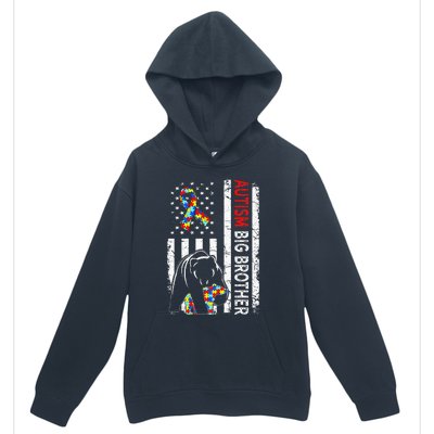 Distressed American Flag Autism Big Brother Bear Awareness  Urban Pullover Hoodie