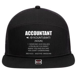 Definition Accountant Funny CPA Gift Taxation Audit Taxes 7 Panel Mesh Trucker Snapback Hat