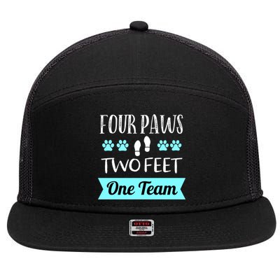 Dog Agility Four Paws Two Feet Team Dog Trainer Gift 7 Panel Mesh Trucker Snapback Hat