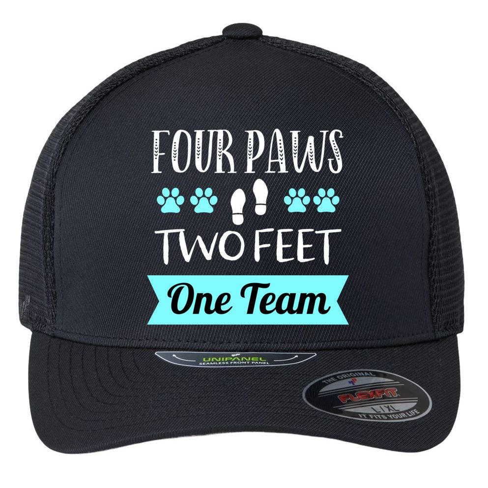 Dog Agility Four Paws Two Feet Team Dog Trainer Gift Flexfit Unipanel Trucker Cap
