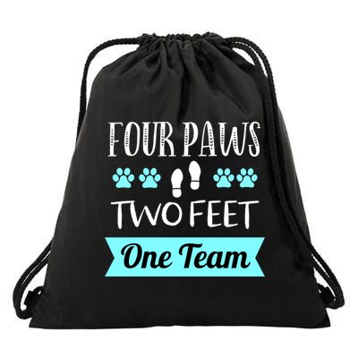 Dog Agility Four Paws Two Feet Team Dog Trainer Gift Drawstring Bag