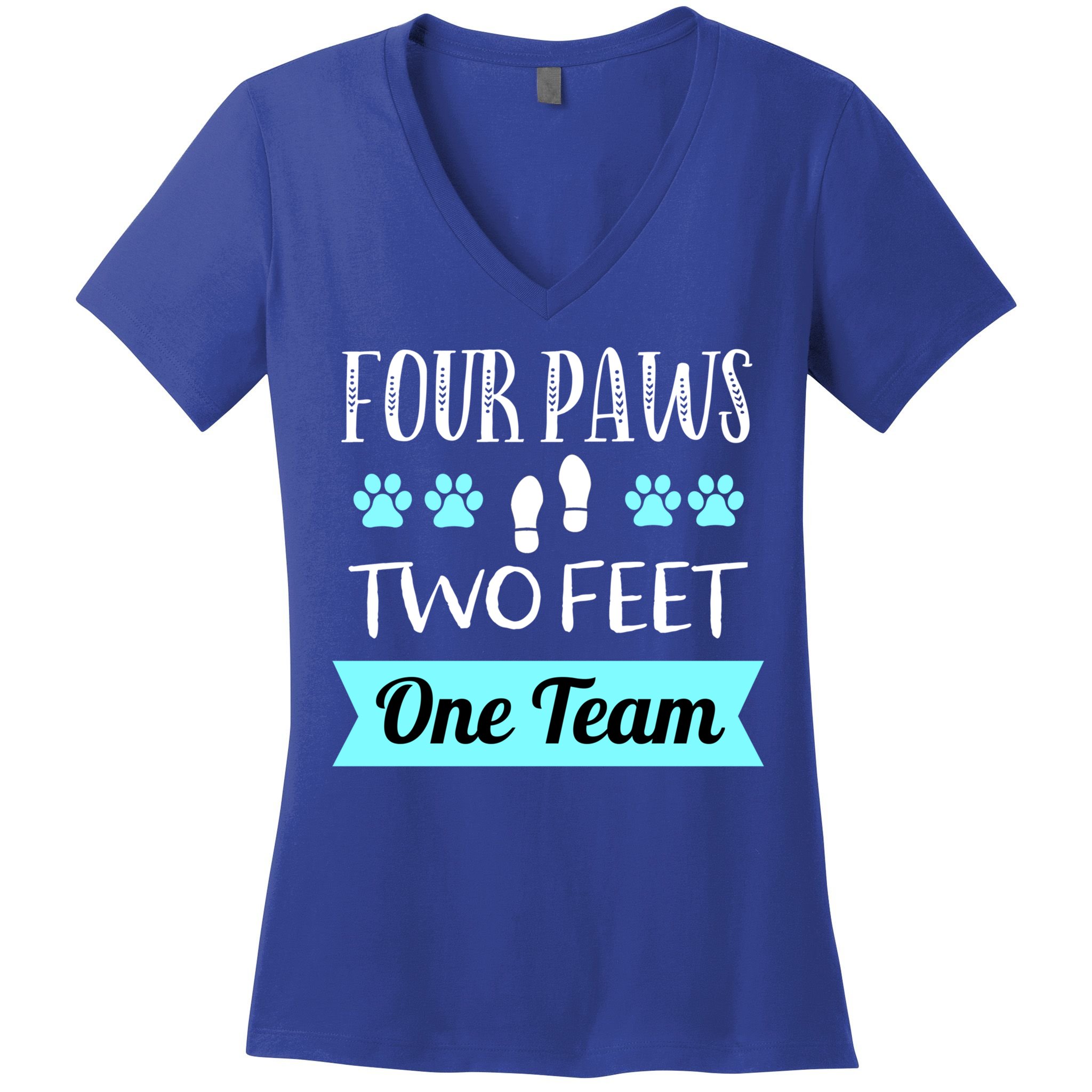 Dog Agility Four Paws Two Feet Team Dog Trainer Gift Women's V-Neck T-Shirt