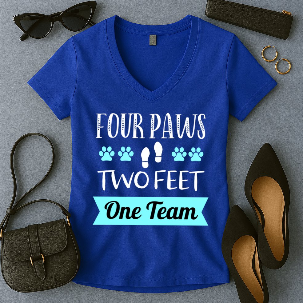 Dog Agility Four Paws Two Feet Team Dog Trainer Gift Women's V-Neck T-Shirt