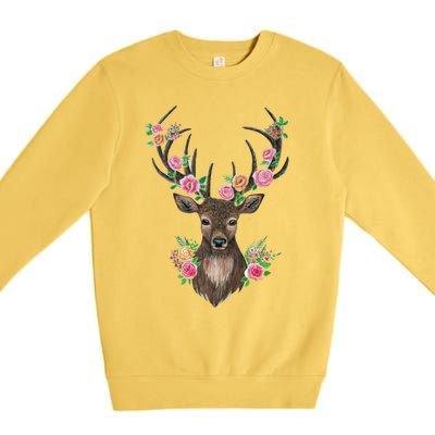 Deer And Flower Premium Crewneck Sweatshirt