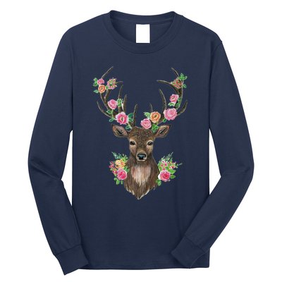 Deer And Flower Long Sleeve Shirt