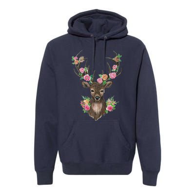 Deer And Flower Premium Hoodie