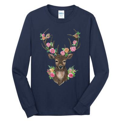 Deer And Flower Tall Long Sleeve T-Shirt