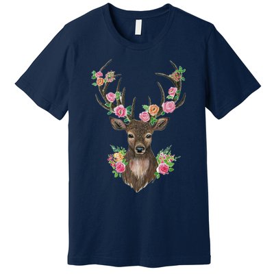 Deer And Flower Premium T-Shirt