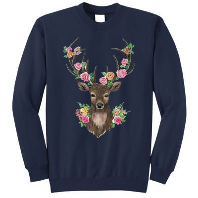 Deer And Flower Tall Sweatshirt