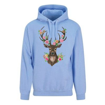 Deer And Flower Unisex Surf Hoodie