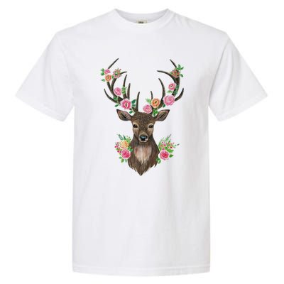 Deer And Flower Garment-Dyed Heavyweight T-Shirt