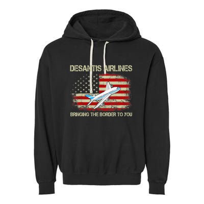 DeSantis Airlines Funny Political Meme Ron DeSantis Garment-Dyed Fleece Hoodie