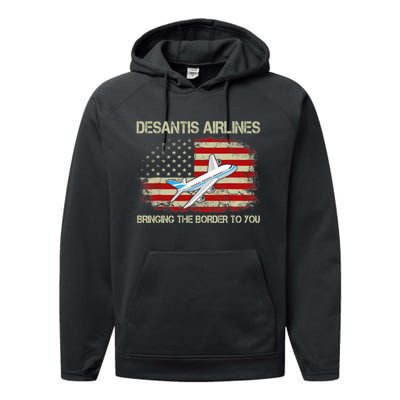 DeSantis Airlines Funny Political Meme Ron DeSantis Performance Fleece Hoodie