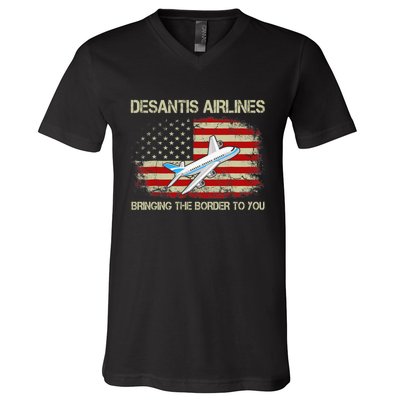 DeSantis Airlines Funny Political Meme Ron DeSantis V-Neck T-Shirt