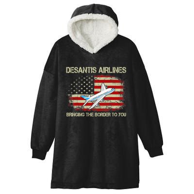 DeSantis Airlines Funny Political Meme Ron DeSantis Hooded Wearable Blanket