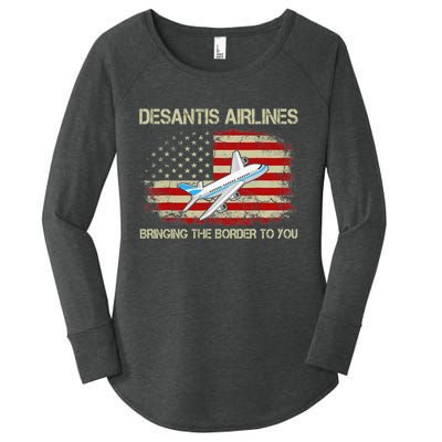 DeSantis Airlines Funny Political Meme Ron DeSantis Women's Perfect Tri Tunic Long Sleeve Shirt