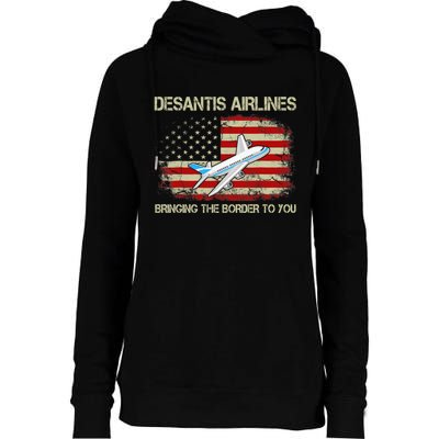 DeSantis Airlines Funny Political Meme Ron DeSantis Womens Funnel Neck Pullover Hood