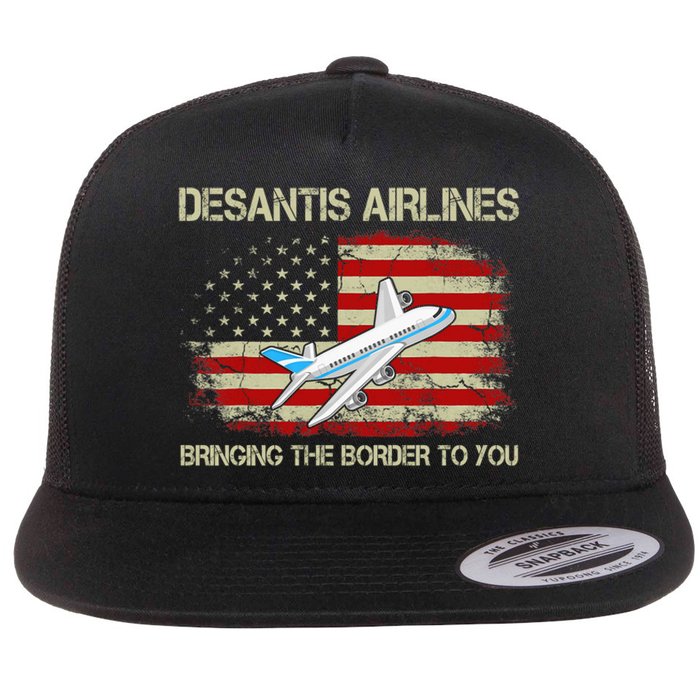 DeSantis Airlines Funny Political Meme Ron DeSantis Flat Bill Trucker Hat