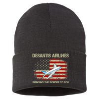 DeSantis Airlines Funny Political Meme Ron DeSantis Sustainable Knit Beanie