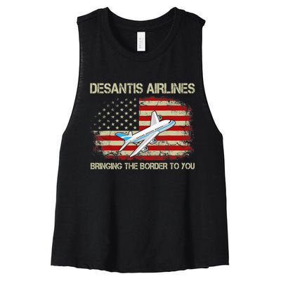 DeSantis Airlines Funny Political Meme Ron DeSantis Women's Racerback Cropped Tank