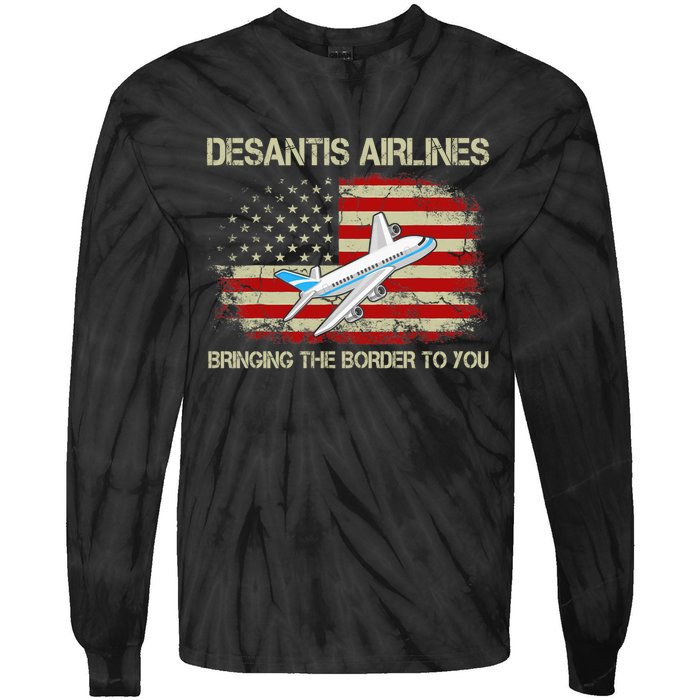 DeSantis Airlines Funny Political Meme Ron DeSantis Tie-Dye Long Sleeve Shirt