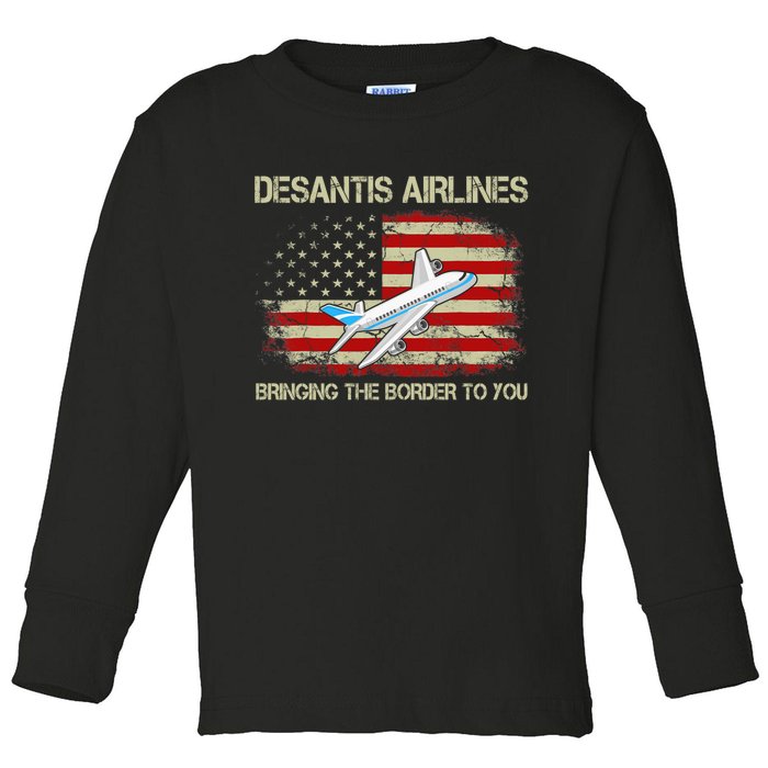 DeSantis Airlines Funny Political Meme Ron DeSantis Toddler Long Sleeve Shirt