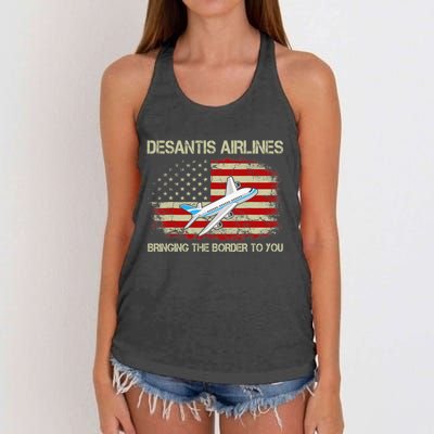 DeSantis Airlines Funny Political Meme Ron DeSantis Women's Knotted Racerback Tank