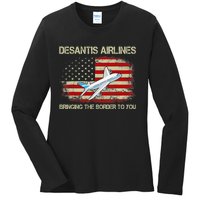 DeSantis Airlines Funny Political Meme Ron DeSantis Ladies Long Sleeve Shirt