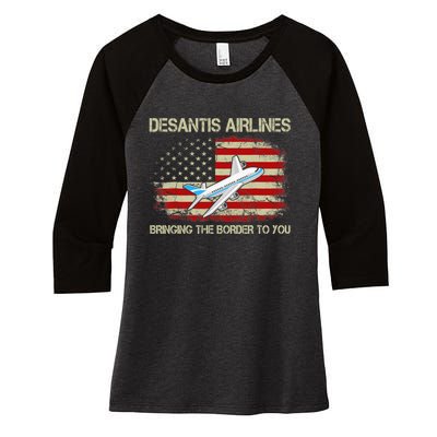 DeSantis Airlines Funny Political Meme Ron DeSantis Women's Tri-Blend 3/4-Sleeve Raglan Shirt