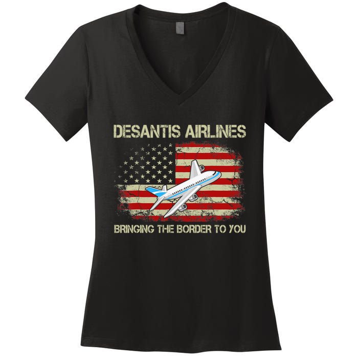 DeSantis Airlines Funny Political Meme Ron DeSantis Women's V-Neck T-Shirt