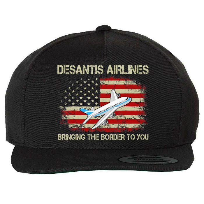 DeSantis Airlines Funny Political Meme Ron DeSantis Wool Snapback Cap