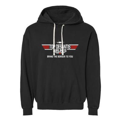 DeSantis Airlines Funny Political Meme Top DeSantis Airlines Garment-Dyed Fleece Hoodie