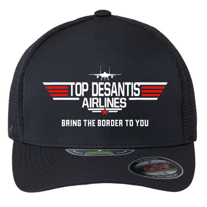 DeSantis Airlines Funny Political Meme Top DeSantis Airlines Flexfit Unipanel Trucker Cap